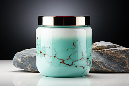 One Beautiful Eco-friendly Skincare Jar with White Background AI Generatedの素材