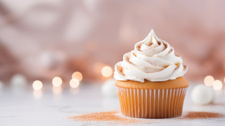 Delicious Pumpkin Pie Cupcake with Frosting AI Generatedの素材