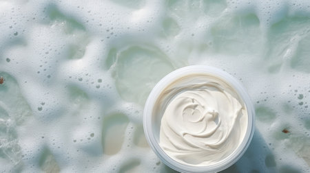Top View of Skin Care Cream Jar by Ocean Waves AI Generatedの素材