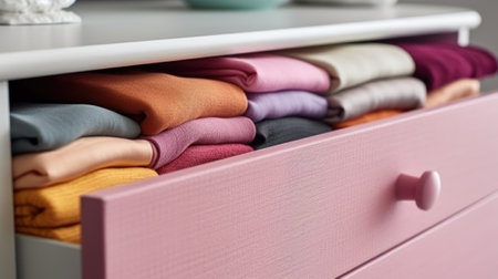 Close-up of a Beautiful Dresser with Open Drawers AI Generatedの素材