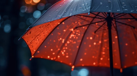 Protection from the Rain: Close-Up of Gray Umbrella AI Generatedの素材