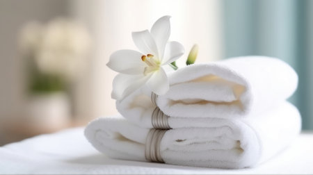 Close-Up Photography of Spa with White Towel AI Generatedの素材