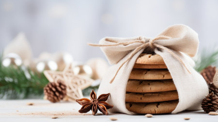 Close-Up Christmas Background with Copy Space AI Generatedの素材