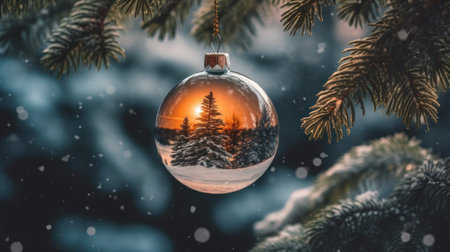 Close-up Cinematic Christmas Photography of a Christmas Tree AI Generatedの素材