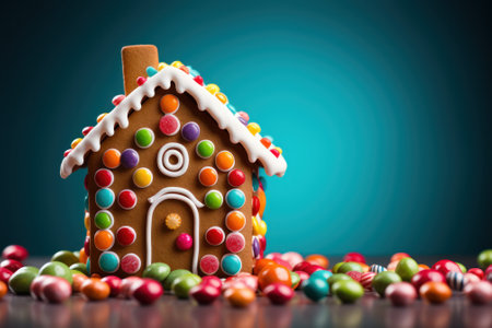 Delicious Gingerbread House with Copy Space for Food Photography AI Generatedの素材