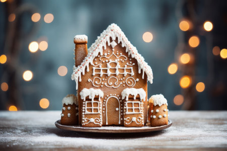 Delicious Gingerbread House with Copy Space AI Generatedの素材