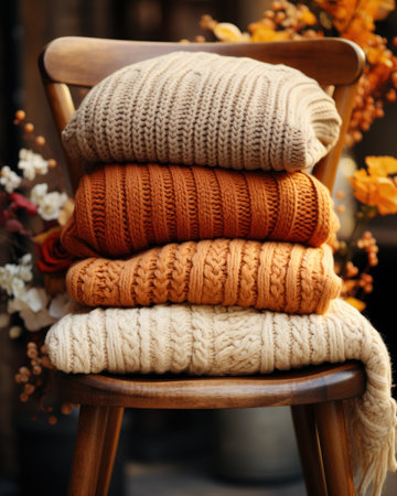 Vintage Wooden Chair in Front View AI Generatedの素材