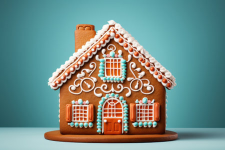 Delicious Gingerbread House with Copy Space for Food Photography AI Generatedの素材