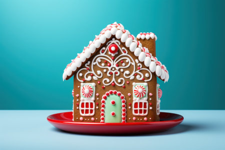 Delicious Gingerbread House with Copy Space AI Generatedの素材