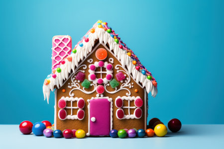 Delicious Gingerbread House with Copy Space for Food Photography AI Generatedの素材