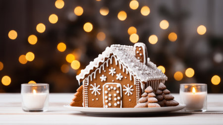 Front View Christmas Banner: Food Photograph of a Delicious Dish AI Generatedの素材