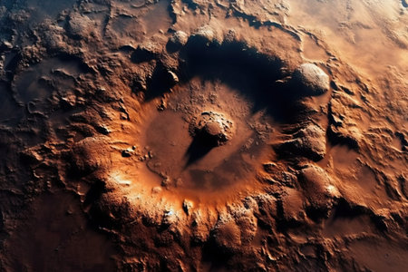 Cinematic View of Mars Terrain with Multiple Craters  Highly Detailed Generative AIの素材