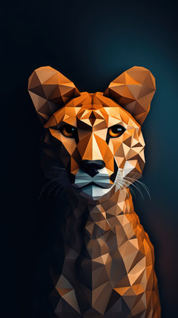 Origami Cheetah on Dark Background Generative AIの素材