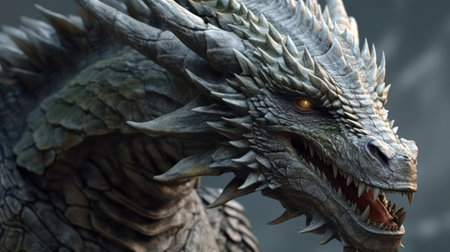 Cinematic View of a White Dragon with Intricate Details AI Generatedの素材