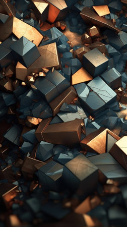 Visually Striking Abstract Composition with Metallic Silver Gold and Bronze AI Generatedの素材