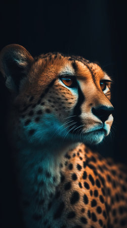 Minimalist Cheetah on Dark Background Generative AIの素材