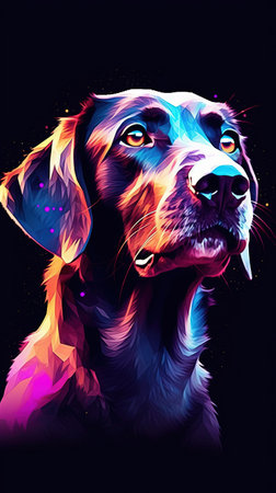 Abstract Dog on Dark Background Generative AIの素材