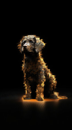 Pixelated Pup A Playful Dog Illustration Generative AIの素材