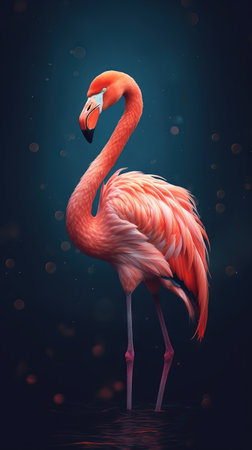 Flamingo Collage on Dark Background Generative AIの素材