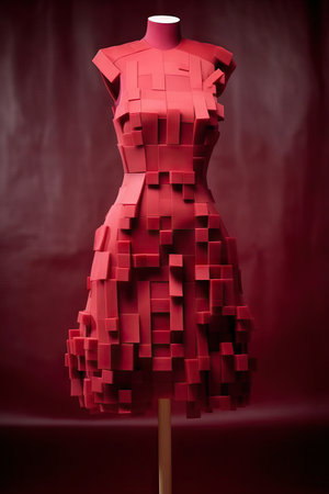 Stylish Cubic Red Dress for Fashion Design AI Generatedの素材