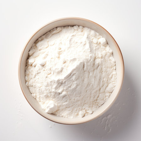 Simplistic Flour Top View on White Background AI Generatedの素材