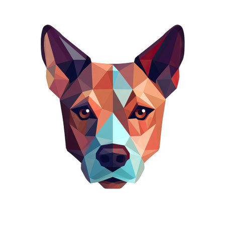 Modern and Minimalistic Geometric Dog Head on White Background AI Generatedの素材