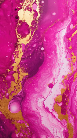 Elegant Gold and Fuchsia Marble Background AI Generatedの素材
