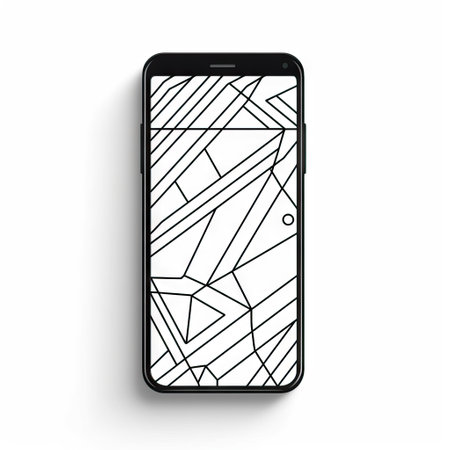 Modern and Minimalistic Geometric Line Art of a Smartphone on White Background AI Generatedの素材