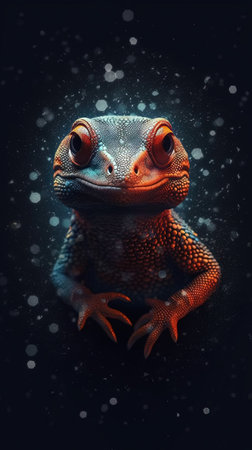 Gecko Typography on Dark Background Generative AIの素材