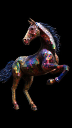Pixelated Horse in Focus Generative AIの素材