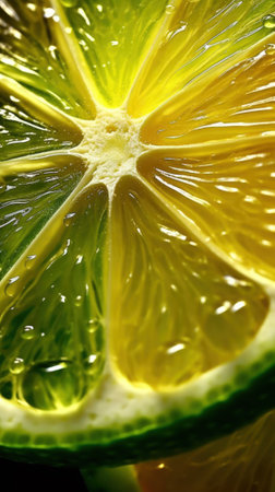 Extreme Macro CloseUp of a Juicy Translucent Lime Slice AI Generatedの素材