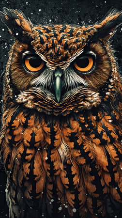 Closeup Illustration of a Pigmy Owl Using Black Micron Ink Pens for Crosshatching AI Generatedの素材