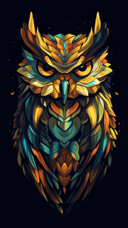 Abstract Owl on Dark Background Generative AIの素材