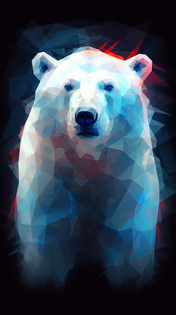 Abstract Polar Bear on Dark Background Generative AIの素材