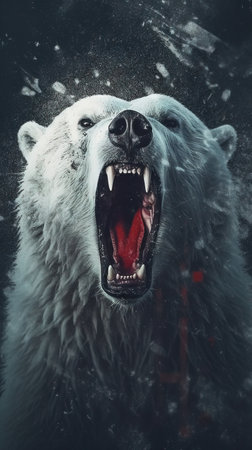 Polar Bear Typography on Dark Background Generative AIの素材