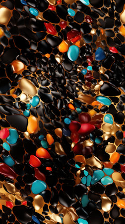 Vibrant Rainbow Leopard Print Pattern with Gold Flakes AI Generatedの素材