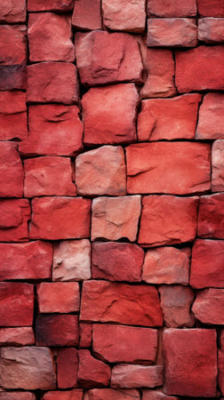 Naturalistic Light Red Stone Wall Texture Background AI Generatedの素材