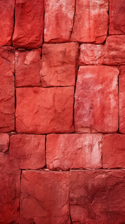 Naturalistic Light Red Stone Wall Texture Background AI Generatedの素材