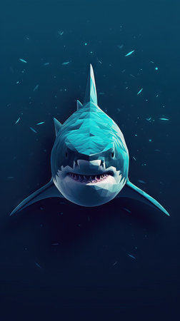 Minimalist Shark on Dark Background AI Generatedの素材
