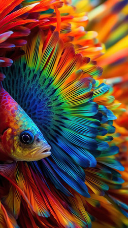 Spectacular Fish in a Colorful Surreal Closeup Generative AIの素材