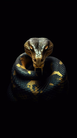Serpentine Collage on Dark Background Generative AIの素材