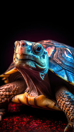Dark Background Turtle in Bokeh Style AI Generatedの素材