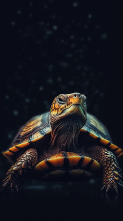 Minimalist Turtle on Dark Background Generative AIの素材