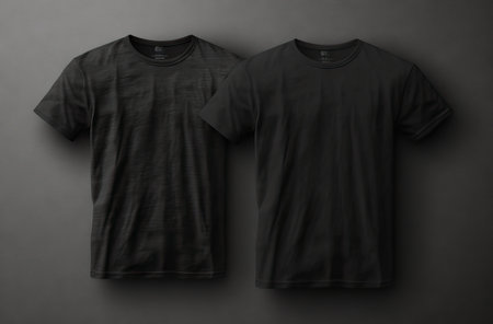 Two Black TShirt MockUp with Soft Edges and Blurred Details AI Generatedの素材