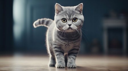 Adorable American Shorthair Cat on White Background AI Generatedの素材