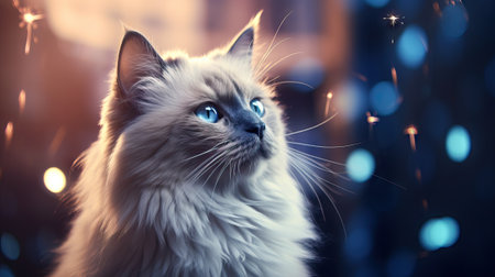 Beautiful Birman Cat Breed in Highly Detailed Image AI Generatedの素材