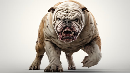 Adorable Bulldog Dog on White Background AI Generatedの素材