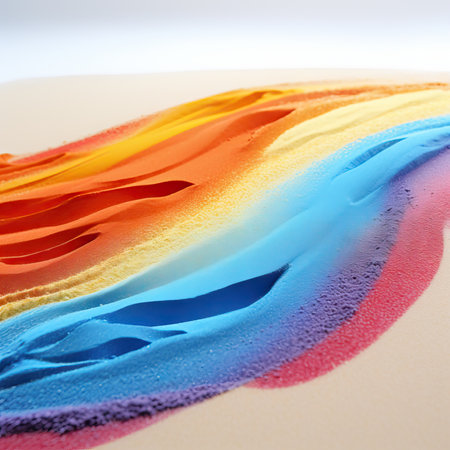 Vibrant Rainbow Colored Sand Stripes Close-Up AI Generatedの素材