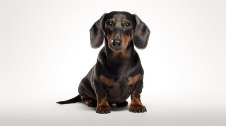 Adorable Dachshund Dog on White Background AI Generatedの素材