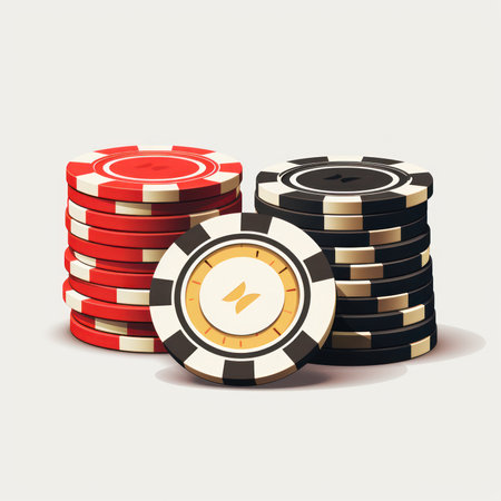 Stack of Poker Chips on Minimalist Background AI Generatedの素材